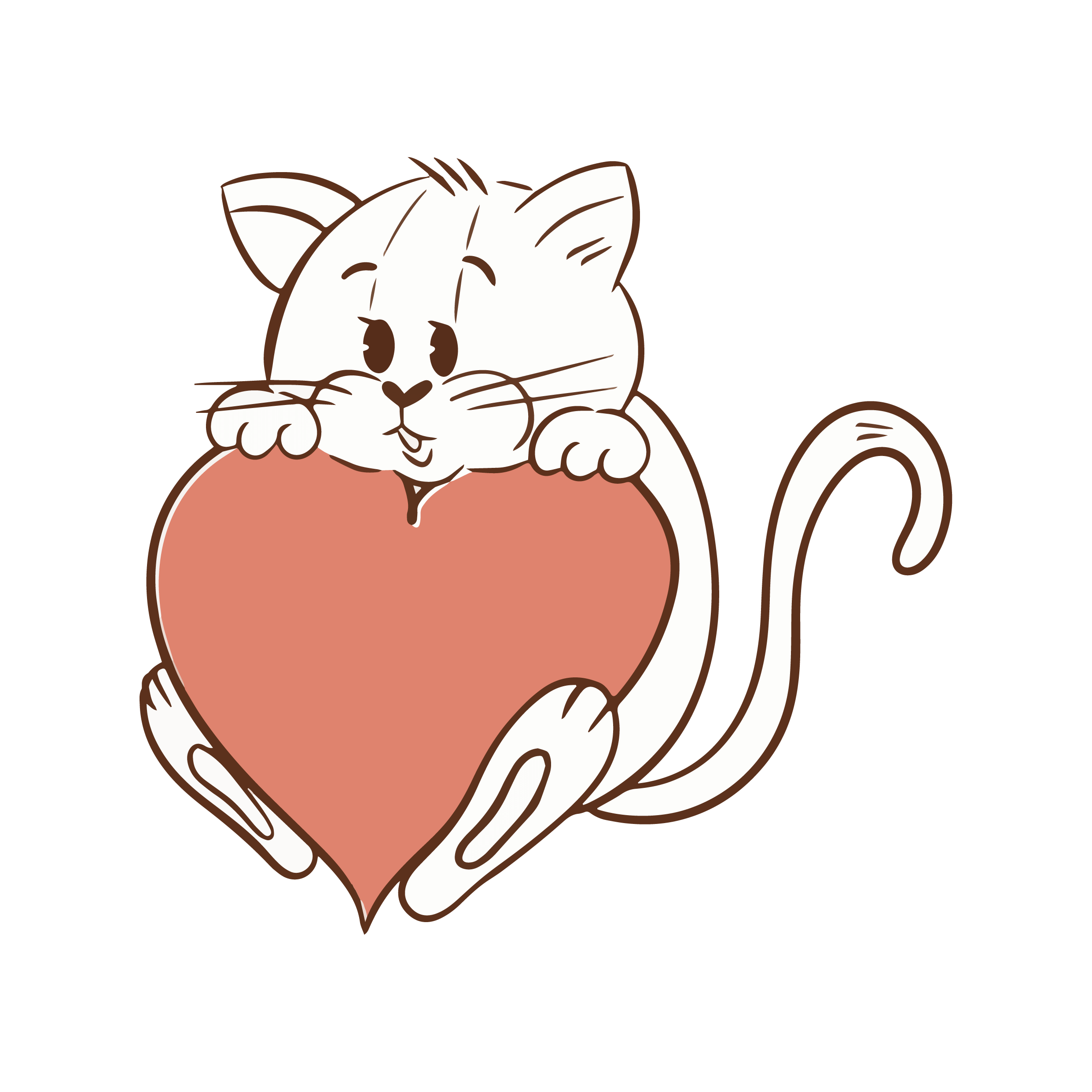 ハートを抱えた猫のイラスト
